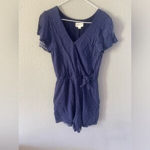 Anthropologie Everly Wrap Romper Polka Dot‎  Women Blue Size S Rayon EUC